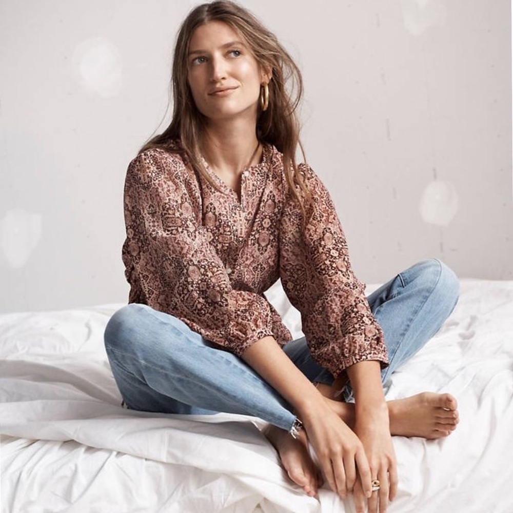 Madewell Drawstring Top in Kaleidoscope Print XS